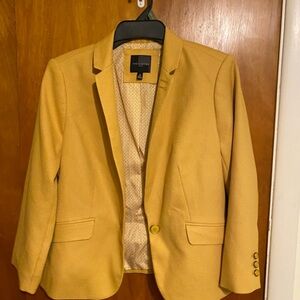 The Limited Women (M) Mustard/Gold Texture Pattern Blazer, Jacket, Faux Pockets